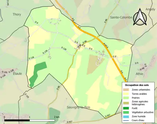 Carte en couleurs présentant l'occupation des sols.