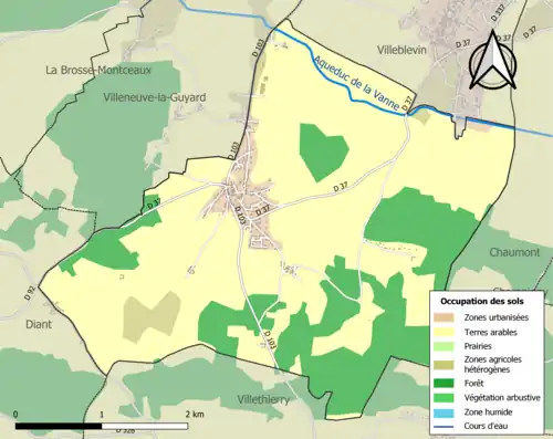 Carte en couleurs présentant l'occupation des sols.