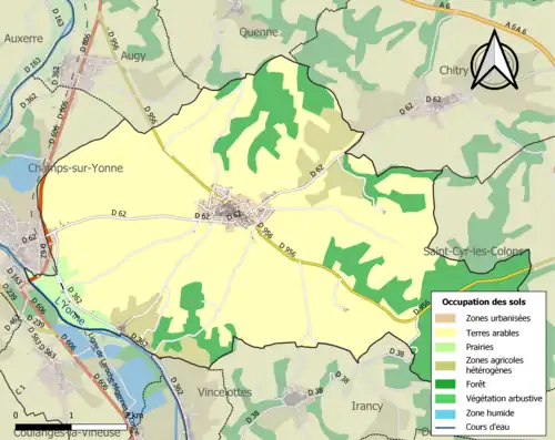 Carte en couleurs présentant l'occupation des sols.