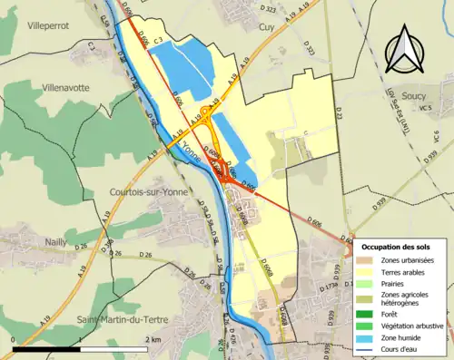 Carte en couleurs présentant l'occupation des sols.