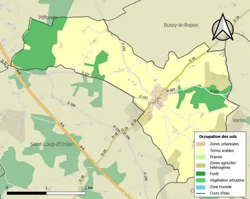 Carte en couleurs présentant l'occupation des sols.