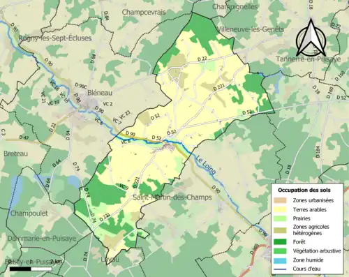 Carte en couleurs présentant l'occupation des sols.