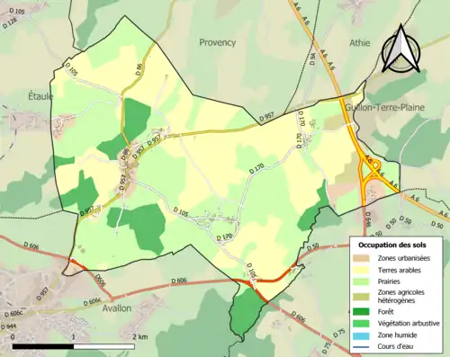 Carte en couleurs présentant l'occupation des sols.
