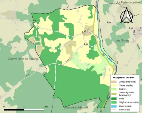 Carte en couleurs présentant l'occupation des sols.