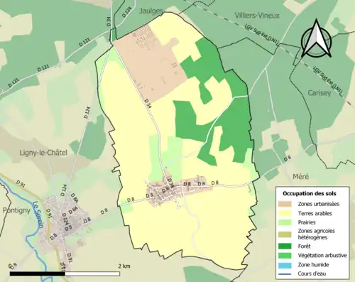 Carte en couleurs présentant l'occupation des sols.