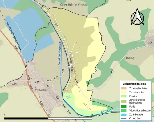Carte en couleurs présentant l'occupation des sols.