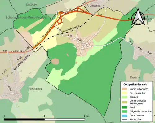 Carte en couleurs présentant l'occupation des sols.
