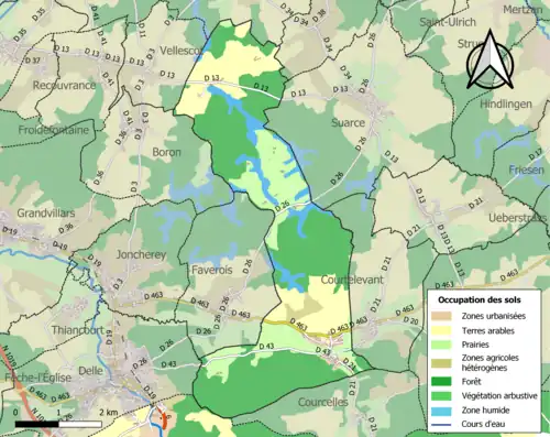 Carte en couleurs présentant l'occupation des sols.