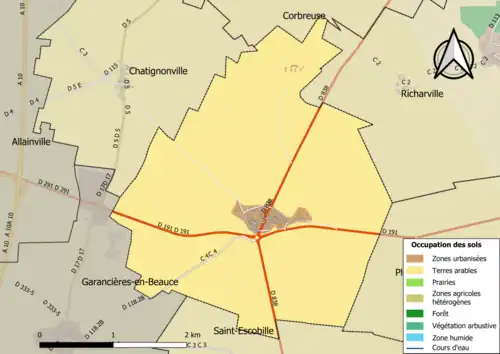 Carte en couleurs présentant l'occupation des sols.