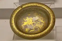 Scène de chasse. Verre doré. IIe&nbsp;siècle de notre ère.