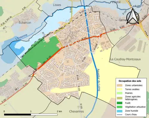 Carte en couleurs présentant l'occupation des sols.