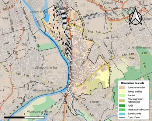 Carte en couleurs présentant l'occupation des sols.