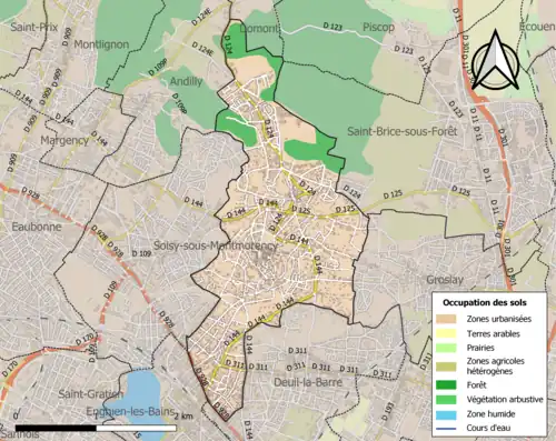 Carte en couleurs présentant l'occupation des sols.