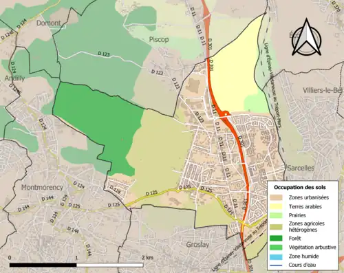 Carte en couleurs présentant l'occupation des sols.