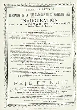 Inauguration de la statue de Leperdit. Archives de Rennes, 9 Fi 14.