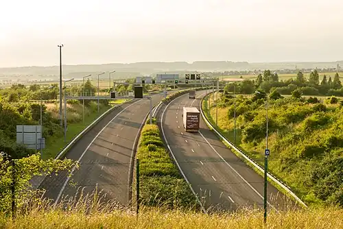L'A13 sortant du Tunnel Markusbierg à Schengen.