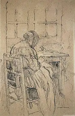 Brodeuse, dessin, musée des Beaux-Arts de Dole.