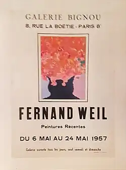 Affiche d'exposition Fernand Weil à la galerie Bignou - mai 1957