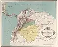 Carte représentant les territoires existants en Colombie entre 1843 et 1886.