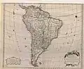 Carte de l'Amérique du Sud par Didier Robert de Vaugondy (1750), faisant apparaître la terre découverte par Davis.