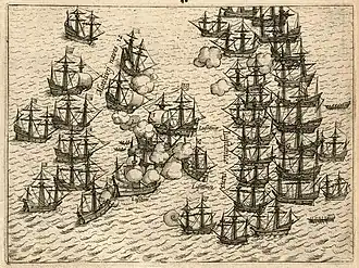 Description de l'image AMH-6472-KB Battle for Malacca between the VOC fleet and the Portuguese, 1606.jpg.