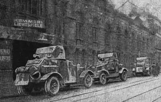 Autos-mitrailleuses White TBC du 2e GAMAC à Sarrebruck (13 octobre 1919)