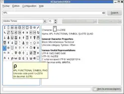 Sélection de caractères APL