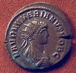 pièce de bronze, jeune homme de profil