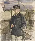 A Lieutenant on the Bridge, Hm Trawler - (lieut G Maccoll Smith, Rnr), 1918, Imperial War Museum.