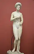 Statue funéraire d'une femme romaine, âgée, sur un corps de Vénus, jeune. Vers 70 EC, époque de Trajan. Ny Carlsberg Glyptotek.