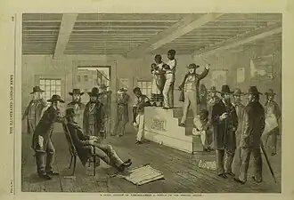 Vente aux enchères d'esclaves en Virginie (États-Unis), le 2 juin 1861.