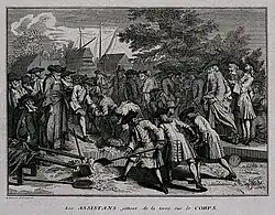 « Les assistans jettent de la terre sur le corps » (v. 1733)