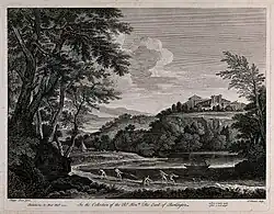 Paysage gravé de Filippo Lauri.