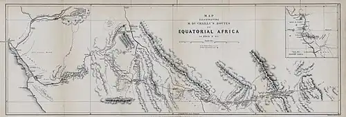 Extrait en noir sur fond beige d'une carte d'une partie de l'Afrique.