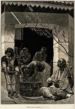 A public bath-house at Ducigno, d'après Richard Caton Woodville Jr.&nbsp;(en), Londres, Wellcome Collection.