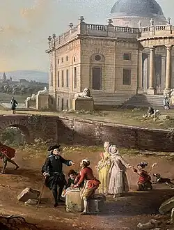 L'abbé Fabarel donnant ses ordres sur le chantier de Montmusard (détail du tableau conservé au musée de Dijon)