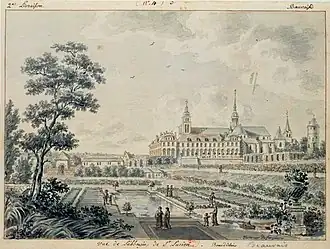 Vue de l'abbaye, dessin du XVIIIe siècle.