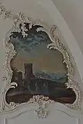 L'une des quatre peintures murales du réfectoire.