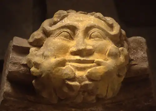 Mascaron en pierre, abbaye de Dore, diocèse de Hereford.