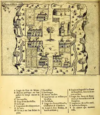 Habitation temporaire, Île Sainte-Croix, 1613