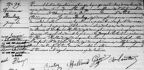 Son acte de naissance.