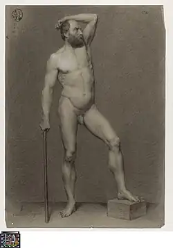 Étude académique d'après nature d'un homme nu debout (1859).