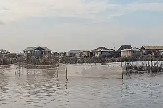 Acadja entouré d'un filet.