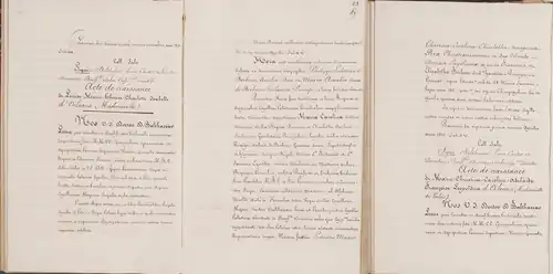 Transcription (1822) de l'acte de baptême (1812).