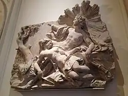 La Mort de Coronis, vers 1753, pierre, 110 x 133 x 26 cm, Paris, musée Carnavalet