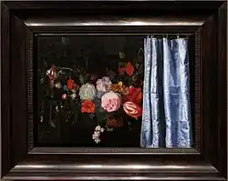 « Leidse fijnschilders van Gerrit Dou tot Frans van Mieris de Jonge », tableau de Adriaen van der Spelt inspiré du trompe-l'œil de Parrhasios.