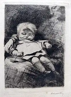 Enfant qui dort, 1876 (Eau-forte ; Inv. Delchevalerie no&nbsp;28 ; 14,5&nbsp;×&nbsp;10,5&nbsp;cm), Collection privée