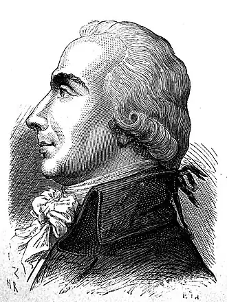 Eau-forte représentant le profil gauche d’un homme aux cheveux ondulés blancs.