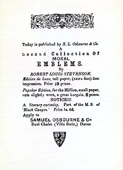 Facsimilé d'une publicité décrivant l"ouvrage comme une "curiosité littéraire"