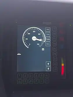 Affichage de la vitesse instantanée (320 km/h) et de l'ETCS, en cabine de conduite.
